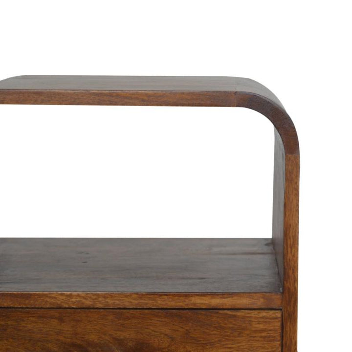 Chestnut Bedside Table- Curved Edge