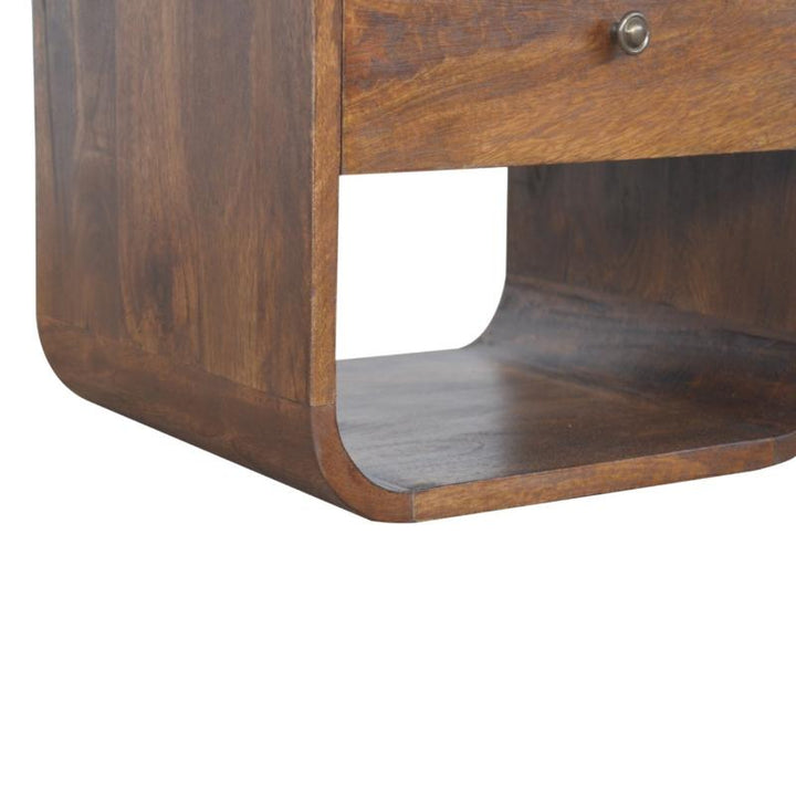 Chestnut Bedside Table- Curved Edge