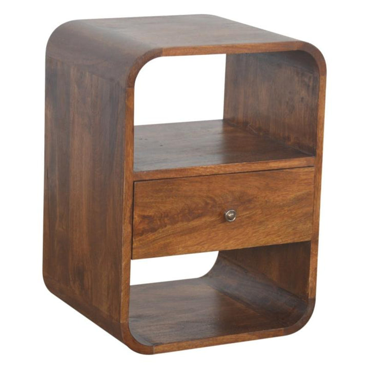 Chestnut Bedside Table- Curved Edge