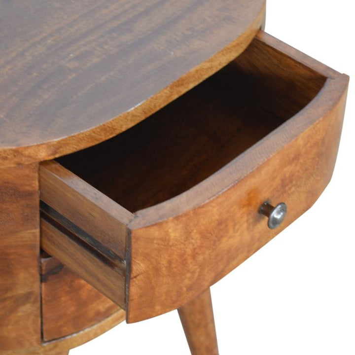 Chestnut Rounded Bedside Table