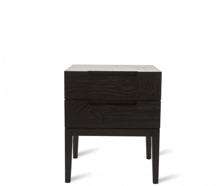 Orchid Two Drawer Bedside Table- Black